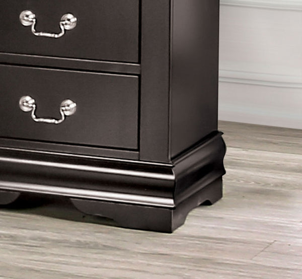 English Elm Dark Transitional 5-Drawer Chest in Rich Finish with Nickel Oval Knobs Durable Wood Blend Craftsmanship Black 33 L x 18 W x 52 H B2741P372714