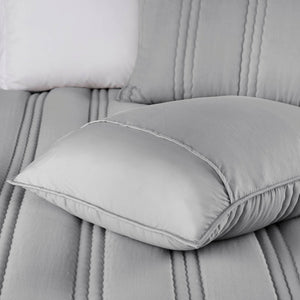 English Elm 3 Pcs King/Cal King Quilt Set - Soft Gray Poly Gauze, Antimicrobial, Lightweight & Easy Care! B035P319904