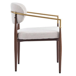 English Elm Fabric Upholstered Dining Chairs Glam Set of Two with Gold Accents Iron Frame N768P379506W
