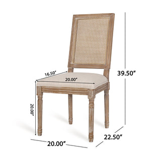 English Elm Dining Chair Set of Two with Cane Back Fluted Legs and Upholstered Seat French Style 71238.00BGENTL