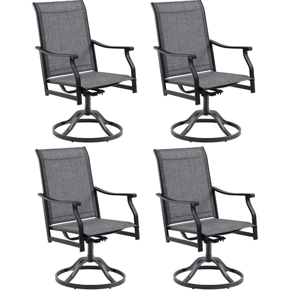 English Elm Outdoor Swivel Patio Dining Chairs Textilene Woven Set for Backyard Entertaining T3623P433695
