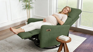 English Elm Power Swivel Velvet Recliner with 270 Degree Rotation Compact Nursery Living Room Glider W1028P463301