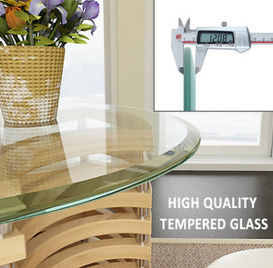 English Elm 36"inch Round Tempered Glass Table Top with Polished Edge for Dining or Patio W241P248438