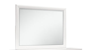 English Elm CIVIC White Mirror with Wood Trim – Transitional MDF & Glass Dresser Mirror, White Finish, Attaches B201P215847