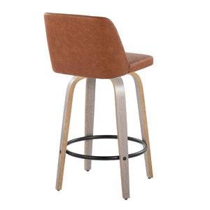 English Elm 26" Swivel Counterstools Whitewashed Wood Blue Upholstered Seat Set of 2 for Kitchen B202S00424