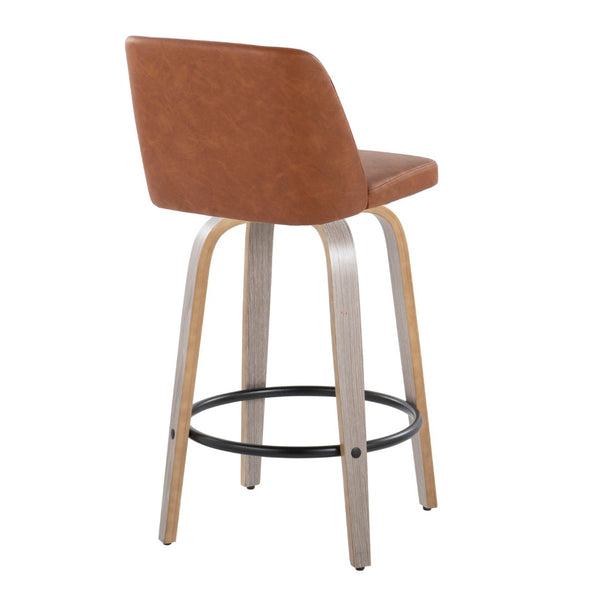 English Elm 26" Swivel Counterstools Whitewashed Wood Blue Upholstered Seat Set of 2 for Kitchen B202S00424