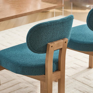 English Elm Wooden Wingback Dining Chairs Chenille Upholstered Farmhouse Set for Kitchen Comfort Teal W3244P316082