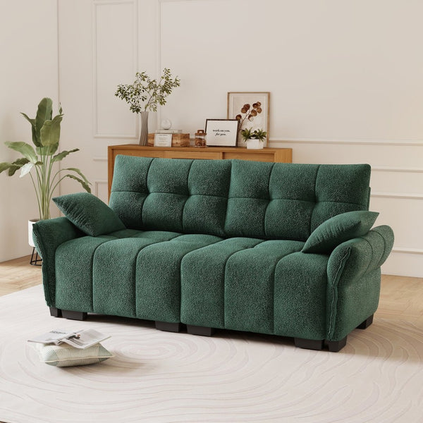 English Elm Premium Chenille Two Seater Sofa Tufted Armrests Foam Support Modern Living Room Green W714S01633
