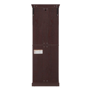 English Elm Lighted Glass Curio Display Cabinet with Quiet Hinge, Internal LED Lighting, Adjustable Shelves, Vintage Carved Handle Cherry W2275P199810