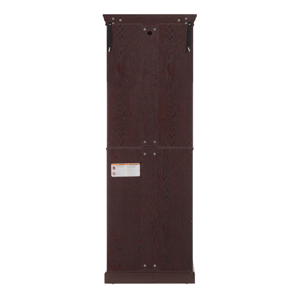 English Elm Lighted Glass Curio Display Cabinet with Quiet Hinge, Internal LED Lighting, Adjustable Shelves, Vintage Carved Handle Cherry W2275P199810