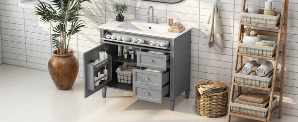 English Elm 36'' Modern Bathroom Vanity With Durable Sink, 2 Drawers & Tip-Out Tray For Stylish Storage Solutions N710S136004E