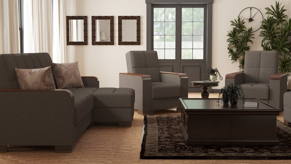 English Elm Primenest Zenaero Convertible Chaise Lounge With Storage - Elegant Chenille, Wood Trim, And Comfort! B030P303556-GIGA