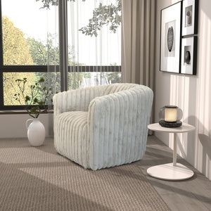 English Elm Elegant Velvet Barrel Swivel Chair Mid Century Channel Tufted Accent Seat Light Gray B183P232035