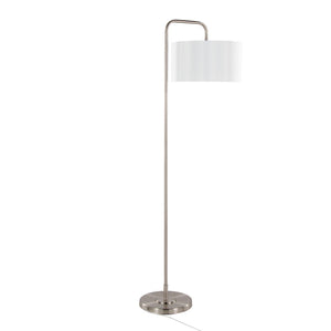 English Elm 63" Arched Brushed Nickel Floor Lamp with Linen Drum Shade for Modern Living B202P223990