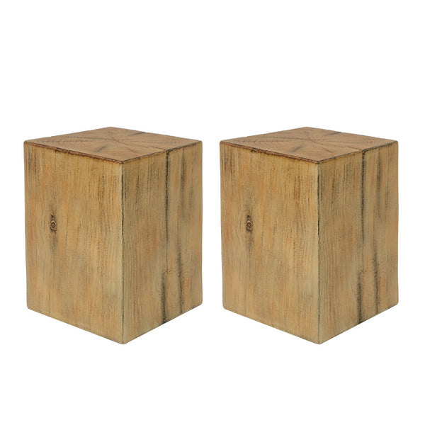English Elm Christopher Knight Home® - Wood-Look Square-Column End Table - Rustic Distressed Finish For Indoor & Outdoor Versatility, H18" N770P291199N