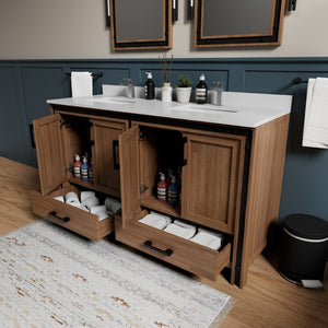 English Elm Rustic Barnwood Double Bath Vanity With Cultured Marble Top - Spacious Storage & Soft-Close Design B2731P260716-GIGA