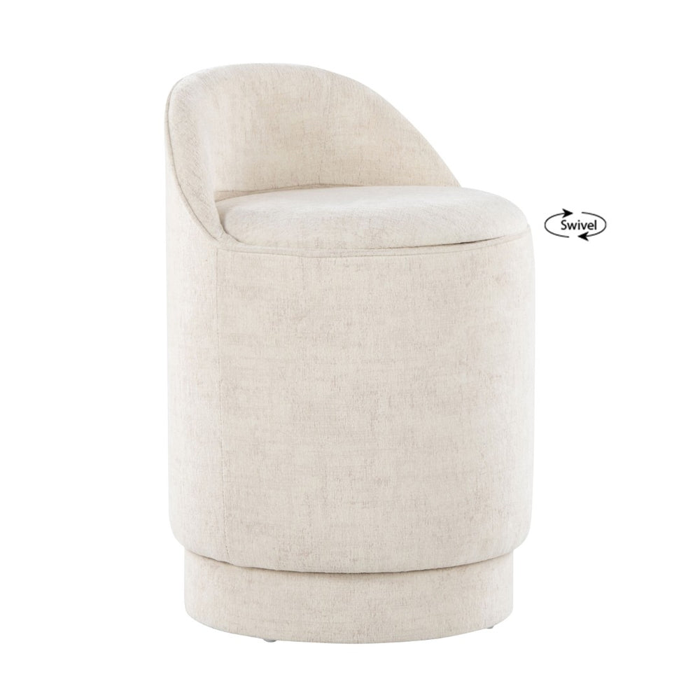 English Elm 18" Tufted Velvet Vanity Stool with 360 Swivel Base and Hidden Storage Compartment Cream B202P471494