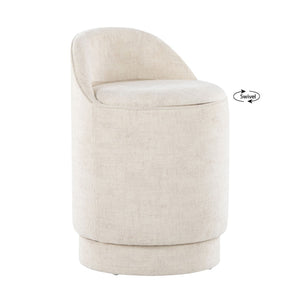 English Elm 18" Tufted Velvet Vanity Stool with 360 Swivel Base and Hidden Storage Compartment Cream B202P471494
