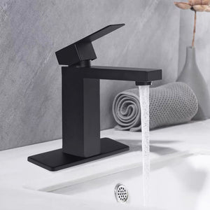 English Elm Single Handle Bathroom Faucet - Modern Matte Black Stainless Steel Lavatory Sink Fixture, Easy Install T3177P388143-GIGA