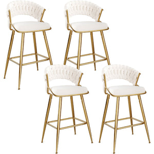 English Elm Counter Height Stools Set of 2 Mid-century Metal Legs Ergonomic Kitchen Island Seating Beige T3623P430873
