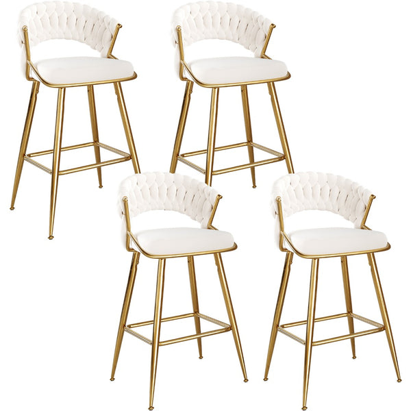 English Elm Counter Height Stools Set of 2 Mid-century Metal Legs Ergonomic Kitchen Island Seating Beige T3623P430873
