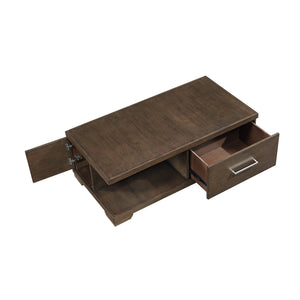 English Elm Modern Mango Veneer End Table with Dovetail Drawer and Open Shelf, Nickel Pull, Contemporary Storage Design Espresso 53.5 L x 29.5 W x 22 H B011P387102