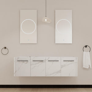 English Elm 60 Inch Wall-mounted Bathroom Vanity Cabinet with Soft-Close Doors, Eco Plywood, Scratch & Water-Resistant Finish White W999P208037