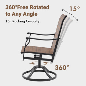 English Elm Outdoor Swivel Patio Dining Chairs Textilene Woven Set for Backyard Entertaining T3623P433697