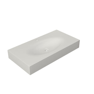English Elm 42'' Solid Surface Pedestal Basin Matte White Waterfall Edge Sculptural Bathroom Sink T3785P491210