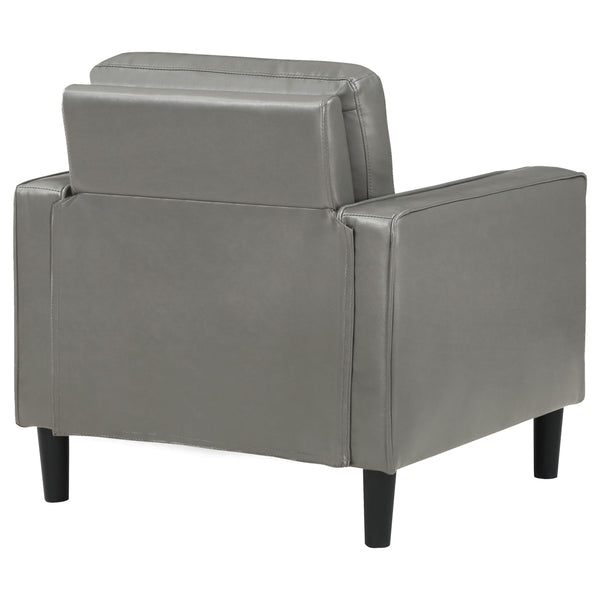 English Elm Farallone Upholstered Track Arm Accent Chair in Leatherette with Tapered Feet and Plush Support Grey B062P299959
