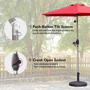 English Elm 7.5FT Patio Umbrella with Crank & Tilt, UV & Water-Resistant 180G Polyester Canopy, Vent Top Brick red W1859P195950