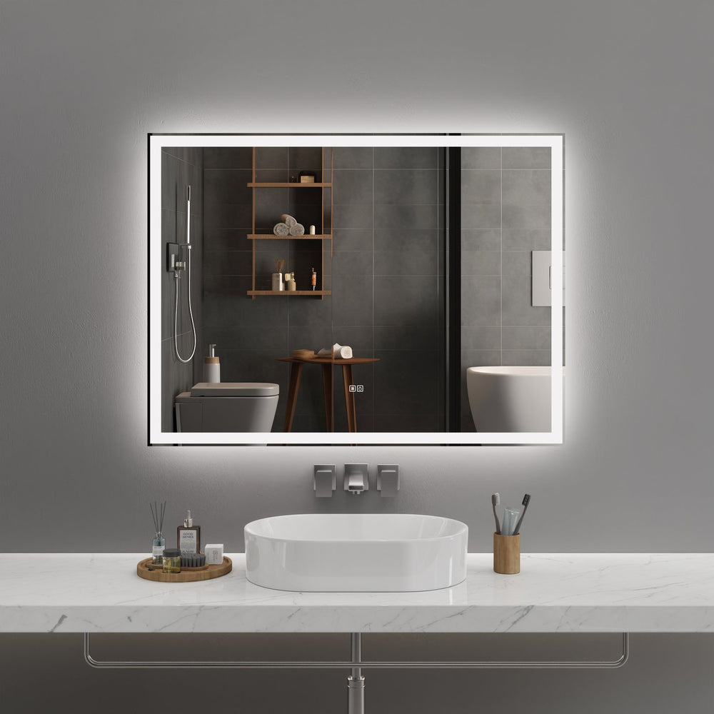 English Elm 48"x36" Modern LED Smart Mirror Bathroom Wall Mirror – Front & Back Glow, 3-Color Touch, Anti-Fog, Memory Mode T3177P284026