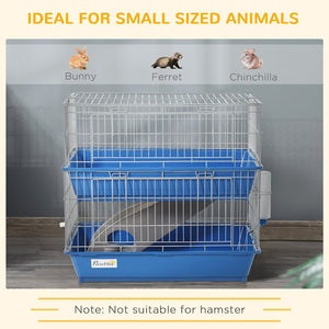 English Elm Pawhut Two Tier Small Animal Wire Habitat with Ramp Dual Trays and Feeding Accessories W2225P217530
