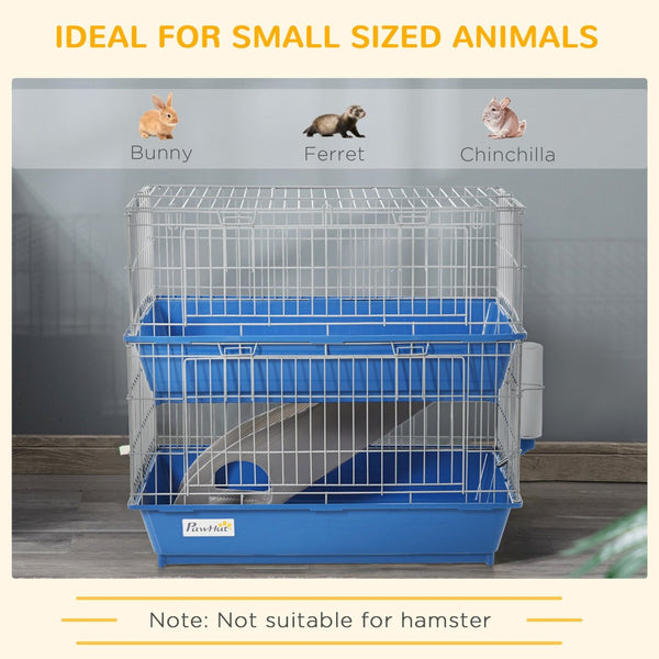 English Elm Pawhut Two Tier Small Animal Wire Habitat with Ramp Dual Trays and Feeding Accessories W2225P217530