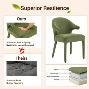 English Elm Modern Chenille Linen Accent Chair Sculptural Hollow Back Swivel Seat for Dining Vanity Green W3493P456222
