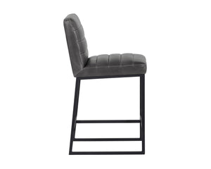 Sunpan SPYROS Counter Stool - Contemporary Industrial Design with Durable Faux Leather and Sturdy Frame Grey 103897V