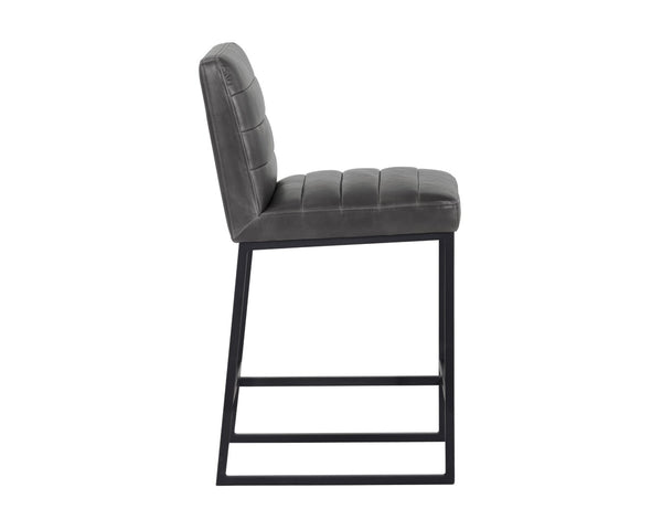 Sunpan SPYROS Counter Stool - Contemporary Industrial Design with Durable Faux Leather and Sturdy Frame Grey 103897V