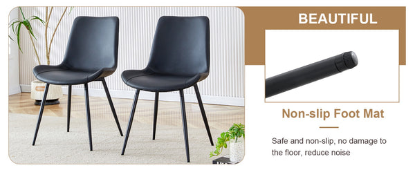 English Elm Table Set 42 Inch Round Wood Grain Glass Inlay with Six Tech-fabric Dining Chairs Brown+Black W1151S04482