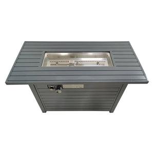 English Elm Outdoor 42" Fire Pit Table with Lid, 50,000 BTU Steel Patio Heater, Lava Rocks & Cover Included B120P365419