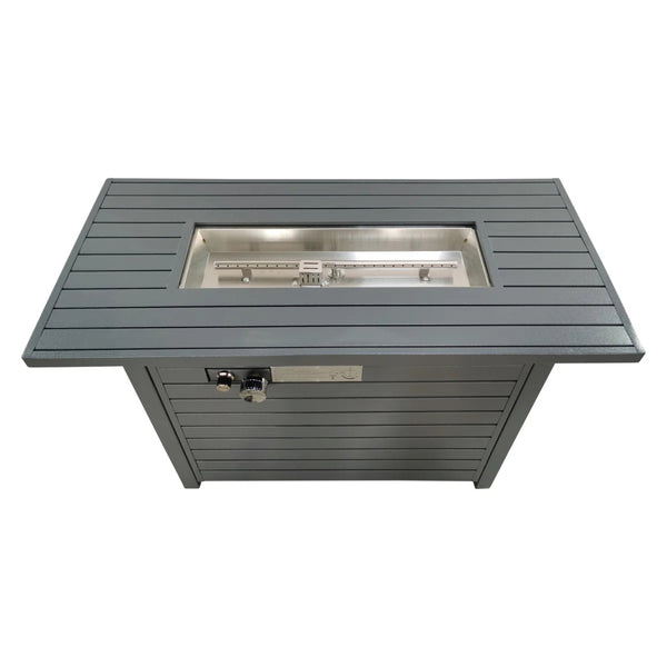 English Elm Outdoor 42" Fire Pit Table with Lid, 50,000 BTU Steel Patio Heater, Lava Rocks & Cover Included B120P365419