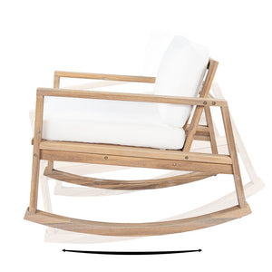 English Elm Outdoor Acacia Wood Rocking Chair with Cushions Teak Finish Porch Seating N772P369382W
