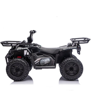 English Elm 24v Dual Motor Kids Atv Ride on with Led Lights Bluetooth Storage Racks Off Road Black W1578P390448