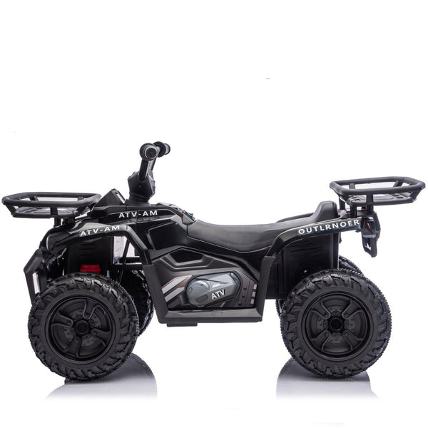 English Elm 24v Dual Motor Kids Atv Ride on with Led Lights Bluetooth Storage Racks Off Road Black W1578P390448