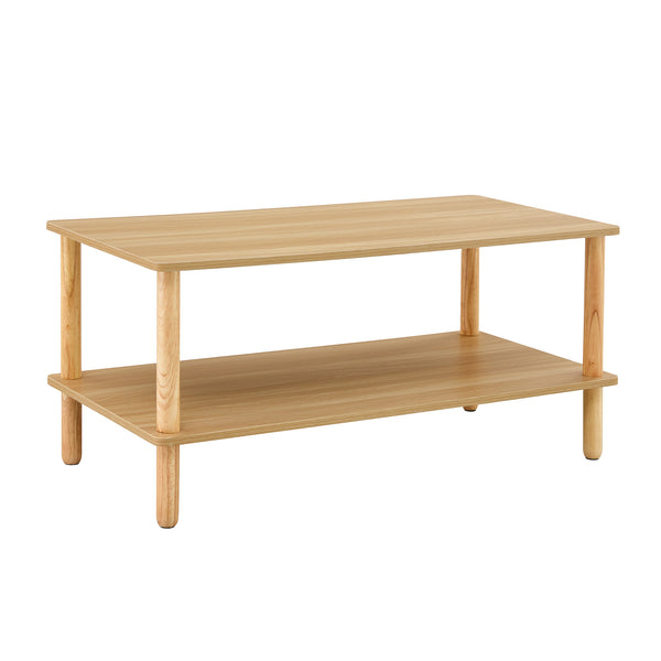 English Elm Modern 2-Tier Coffee Table With Open Storage Shelf, Durable Rubberwood Legs For Stylish Living Spaces W2984P228393