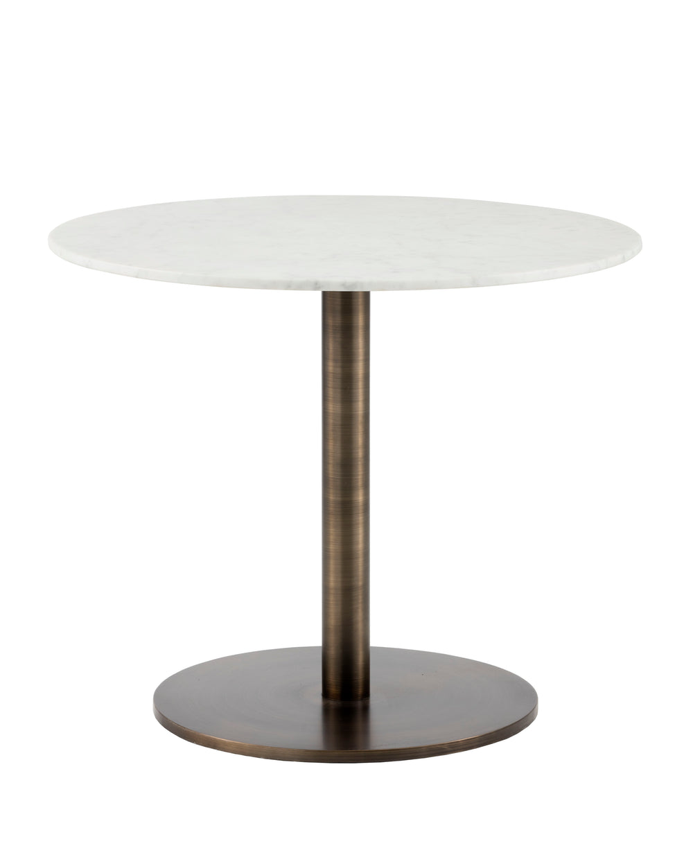 Sunpan Enco Bistro Table - Elegant Art Deco Design with Solid Carrara Marble Top and Antique Gold Base Round - 35W x 35D x 30H