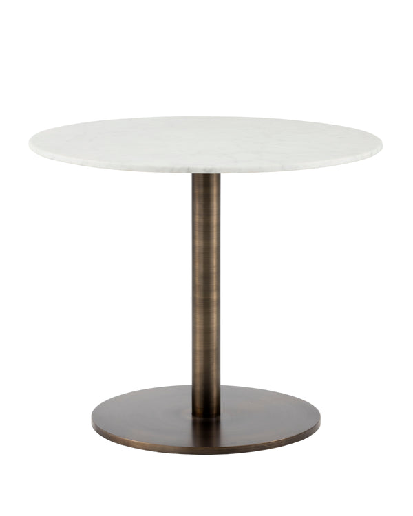 Sunpan Enco Bistro Table - Elegant Art Deco Design with Solid Carrara Marble Top and Antique Gold Base Round - 35W x 35D x 30H