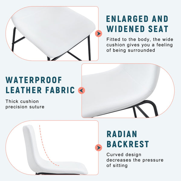 English Elm Set Of 4 Modern White Pu Leather Chairs – Stylish, Ergonomic, And Easy-Clean For Any Space! W3226P279062-GIGA