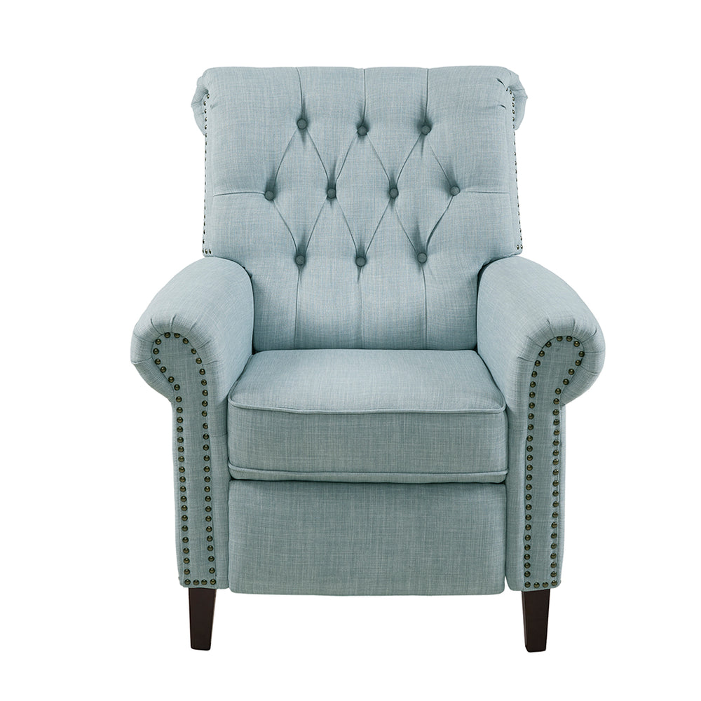 JLA Home Madison Park - Upholstered Aidan Manual Push Back Recliner — Compact 3-Position Tufted Chair with Nailhead Trim, Cordless Comfort MP103-1269
