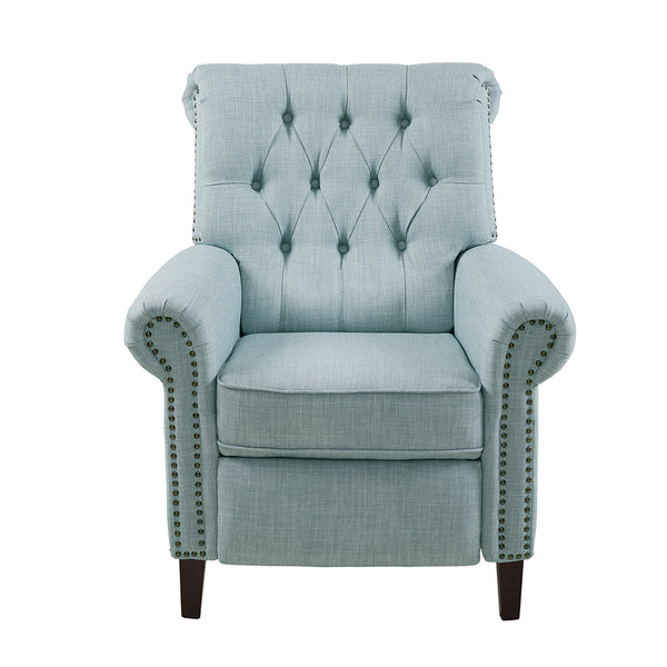 JLA Home Madison Park - Upholstered Aidan Manual Push Back Recliner — Compact 3-Position Tufted Chair with Nailhead Trim, Cordless Comfort MP103-1269