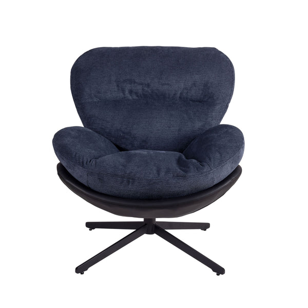 English Elm Christopher Knight Home® - 360° Swivel Office Chair Chenille and Faux Leather Accent with Metal Base, Ergonomic Plush Seating for Home and Office Black,Navy Blue N817P205024B